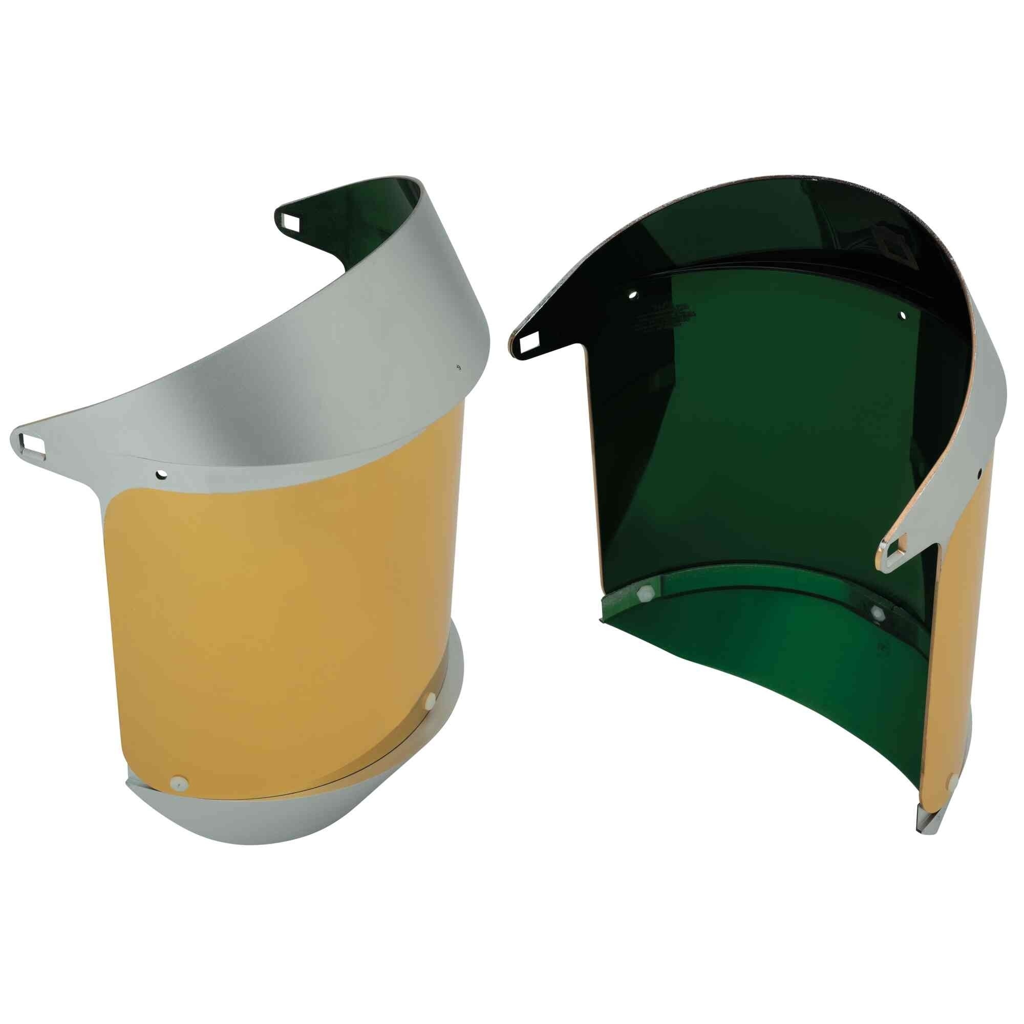 OBERON™ - Face Shield Replacement Window - Polycarbonate - Dark Green Gold Heat Reflective Anti-Fog - With Lower Crown - Model # 24056AF
